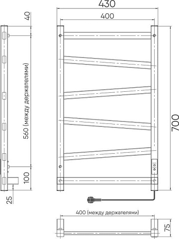 Полотенцесушитель электрический Indigo Element LCEEPF70-40BRRt черный муар
