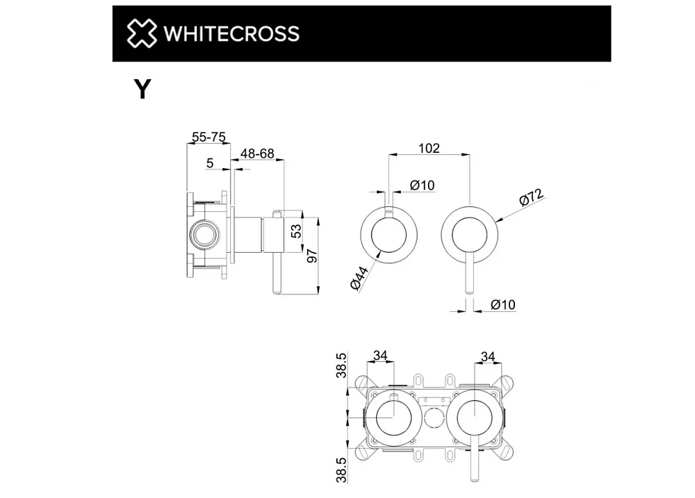 Встраиваемый смеситель WHITECROSS Y Y1242GM для душа С ВНУТРЕННЕЙ ЧАСТЬЮ, оружейная сталь Sancos — официальный сайт