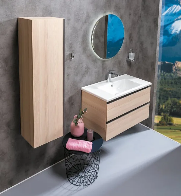 Шкаф-пенал для ванной Armadi Art Capolda light wood Sancos — Оригинал