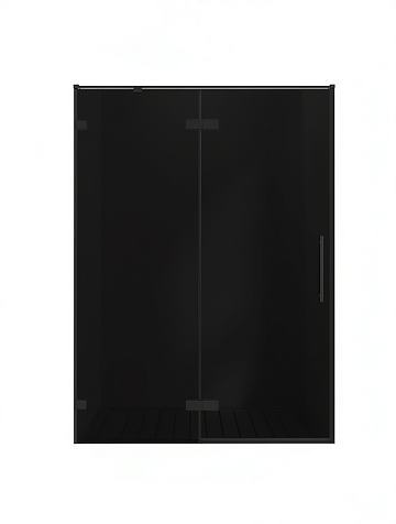 Душевая дверь в нишу Veconi Premium Alassio BB 150x200, профиль матовый черный, стекло тонированное