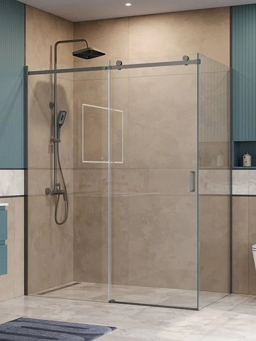 Душевой уголок BelBagno Soft Close-2 AH-1-160/100-C-GM профиль оружейная сталь