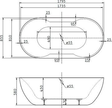 Акриловая ванна BelBagno 180x85 см, BB28
