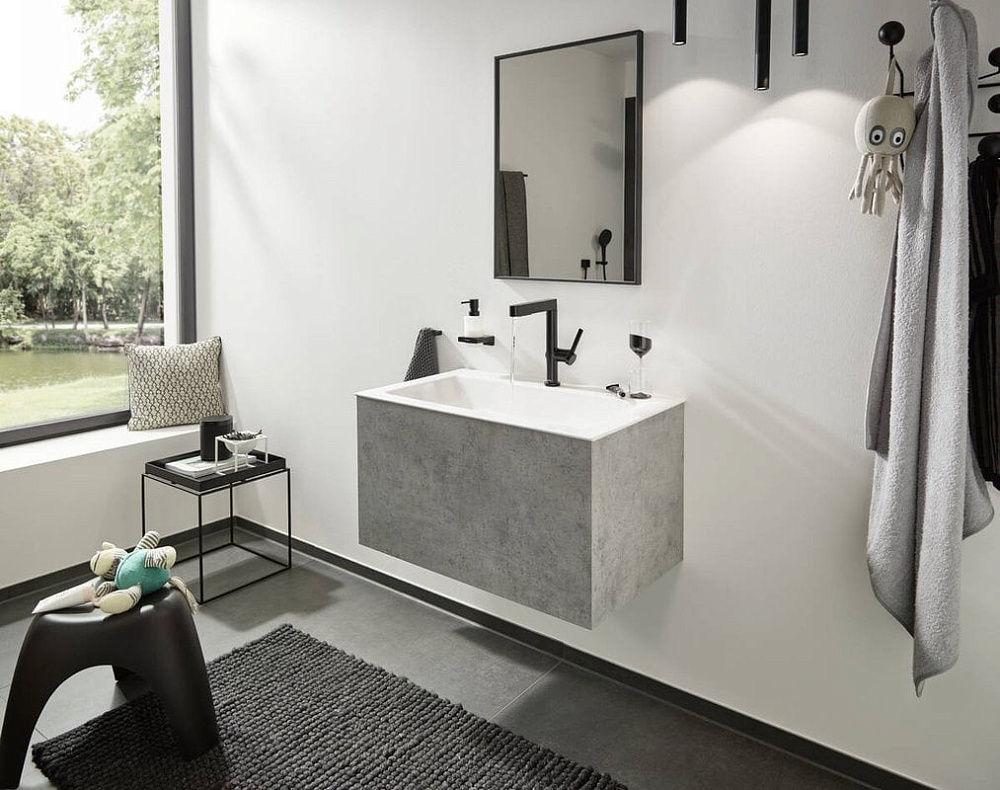 Смеситель для раковины Hansgrohe Finoris 230 76063670 матовый черный
