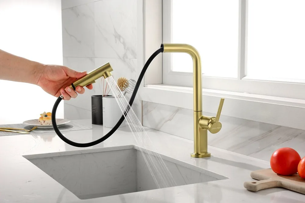 Смеситель для кухни Paulmark Neo Ne214419-BG брашированное золото Sancos — официальный сайт