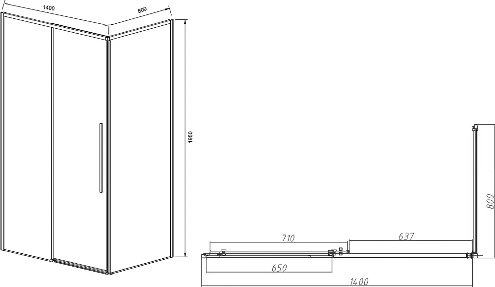 Душевой уголок Vincea Slim-N VSR-4SN8014CLB 140х80 см, профиль черный Sancos — официальный сайт