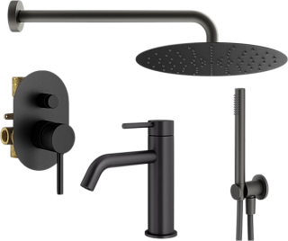 Комплект для ванной Plumberia Selection Ixo KITXO15NO53 С ВНУТРЕННЕЙ ЧАСТЬЮ, черный матовый