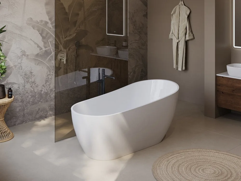Акриловая ванна BelBagno BB704 170x80 см, отдельностоящая, белая, овальная, на ножках Sancos — официальный сайт