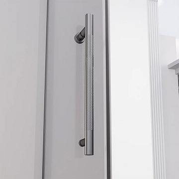 Душевая дверь в нишу Veconi Premium Alassio GR 150x200, профиль брашированный графит, стекло прозрач