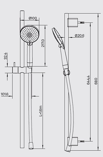 Душевой гарнитур Splendy Sense R SR20958R1001CR, хром
