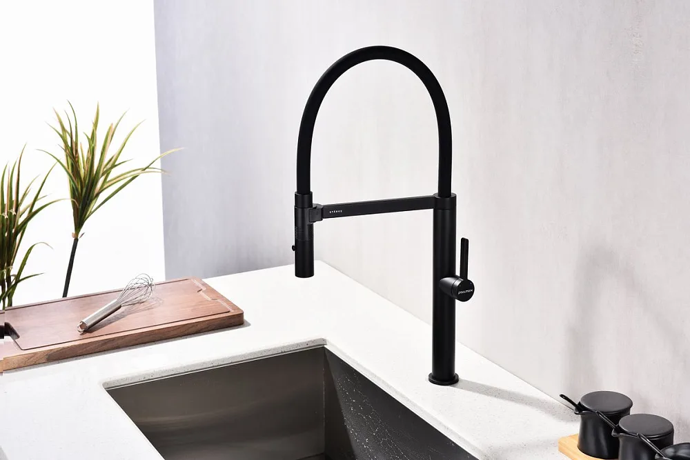 Смеситель для кухни Paulmark LeaderLe214101-AN, антрацит, с гибким изливом Sancos — официальный сайт
