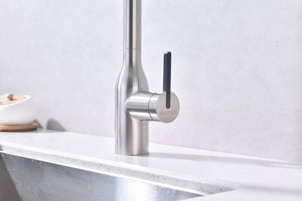 Смеситель для кухни Paulmark Magneto One Ma213188-BS брашированная сталь Sancos — официальный сайт