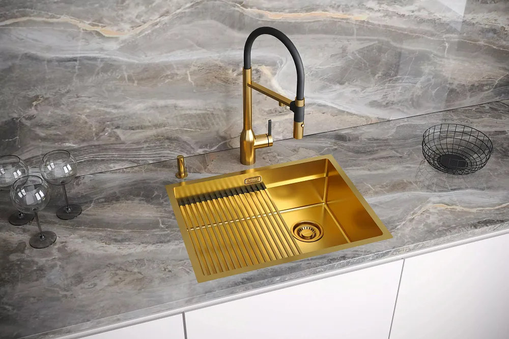 Дозатор для кухонной мойки ,Paulmark Decus D004-BG брашированное золото Sancos — официальный сайт