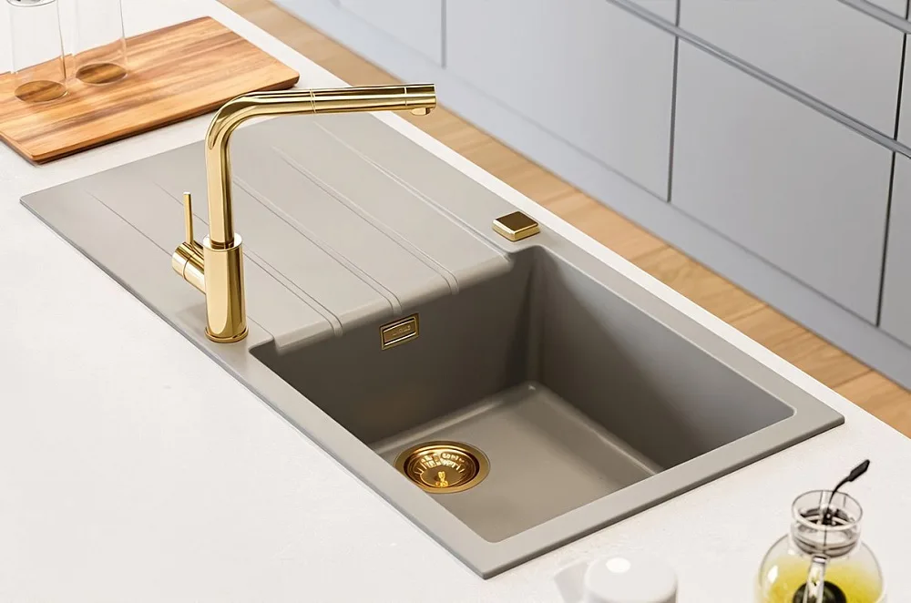 Смеситель для кухни Alveus Zeos 1136501 золото Sancos — официальный сайт