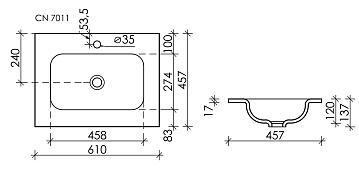 Мебельная раковина Ceramicanova Grace прямоугольная черная матовая 61 см CN7011MB