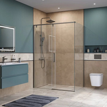 Душевой уголок BelBagno Soft Close-1 AH-1-140/100-C-GM профиль оружейная сталь