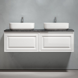 Тумба с раковиной Sancos Very 140 bianco, столешница черный мрамор TT140A1X, раковина CN5043