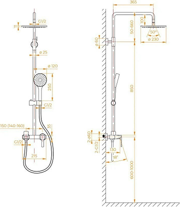 Душевая стойка RGW Shower Panels SP-31B, матовый черный