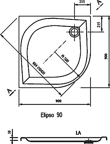 Поддон для душа Ravak Galaxy Elipso-90 LA