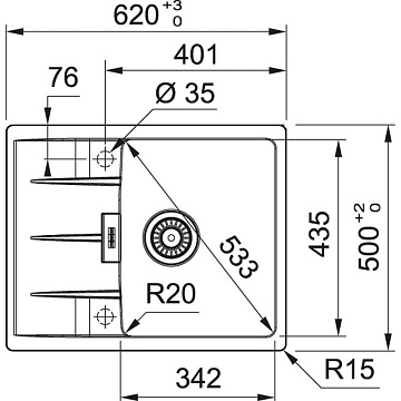 Мойка кухонная Franke Maris Centro CNG 611/211-62 белая