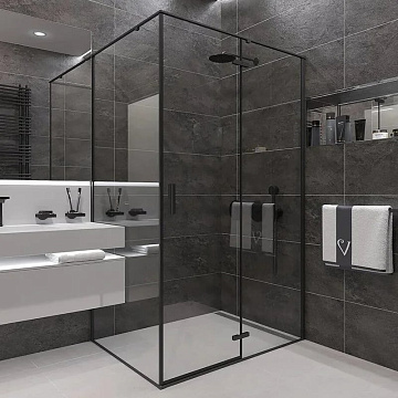 Душевой уголок Veconi Rovigo RV-073B 80x90, профиль черный