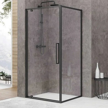 Душевой уголок Black&White Stellar Wind S877 Black 90х90, профиль черный матовый, стекло прозрачное