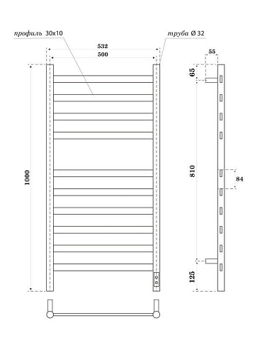 Полотенцесушитель электрический APEXTERMO Сфера SF00105WM 100x55 см, подключение справа, слева, скры