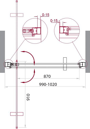 Душевая дверь в нишу BelBagno Marmi B-1-100-C-Cr