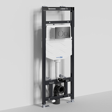 Система инсталляции для унитазов Wasserkraft Alme 15TLT.010.ME.PB02, с кнопкой смыва черной