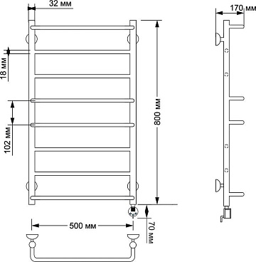 Полотенцесушитель электрический Secado Верона 1 50x80 бронза, R