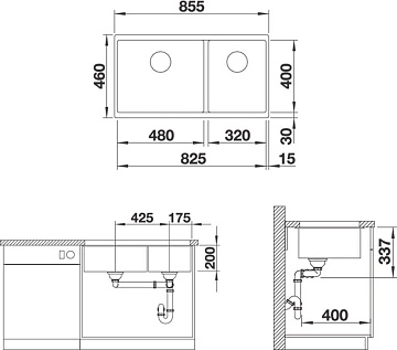 Мойка кухонная Blanco Subline 480/320-U антрацит