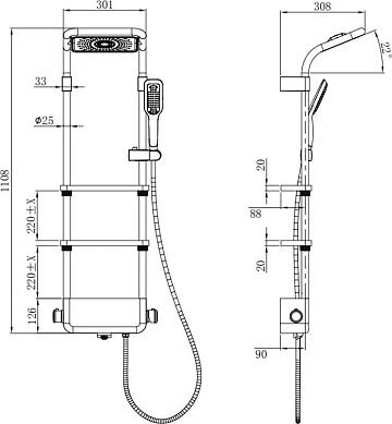 Душевая стойка AQUAme AQM8003B, черная