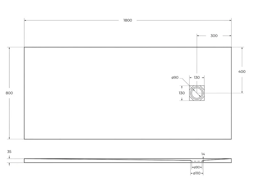 Поддон для душа BelBagno Uno TRAY-MR-UNO-AH-180/80-35-W-NO 180х80, белый, с сифоном Sancos — официальный сайт