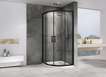 Душевой уголок Abber Schwarzer Diamant AG01080B 80x80, профиль черный, стекло прозрачное