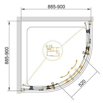 Душевой уголок Cezares Eco O-R-2 90x90, профиль хром, стекло текстурное