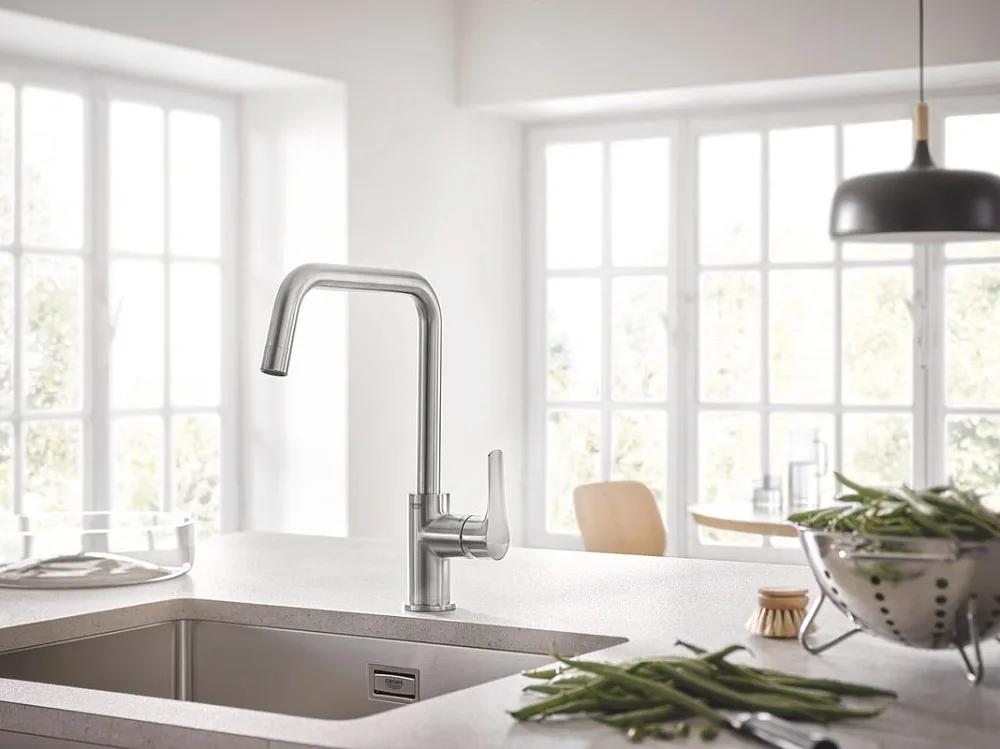 Смеситель для кухни Grohe 30567DC0 суперсталь Sancos — официальный сайт