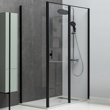 Душевой уголок Allen Brau Priority 120x90, профиль черный браш, стекло прозрачное