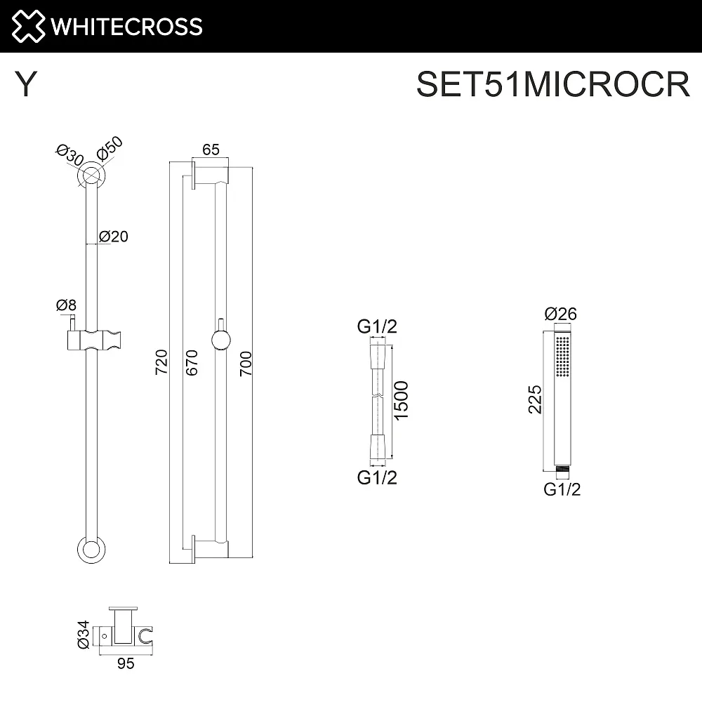 Душевой гарнитур WHITECROSS SET51MICROCR, хром Sancos — официальный сайт