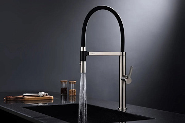 Смеситель для кухни Paulmark Leader Le214101-NI с гибким изливом, никель