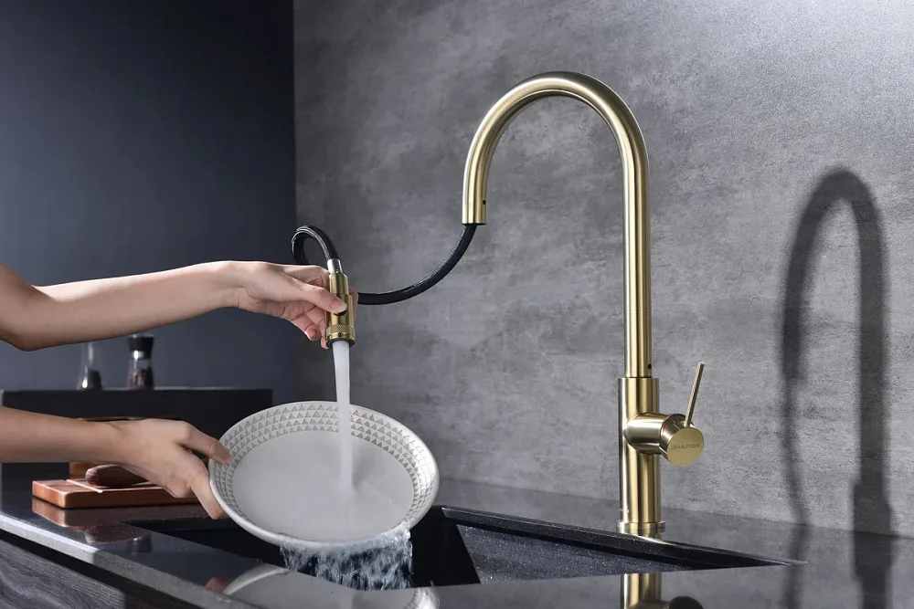 Смеситель для кухни Paulmark Galant Ga213077-LG, светлое золото Sancos — официальный сайт