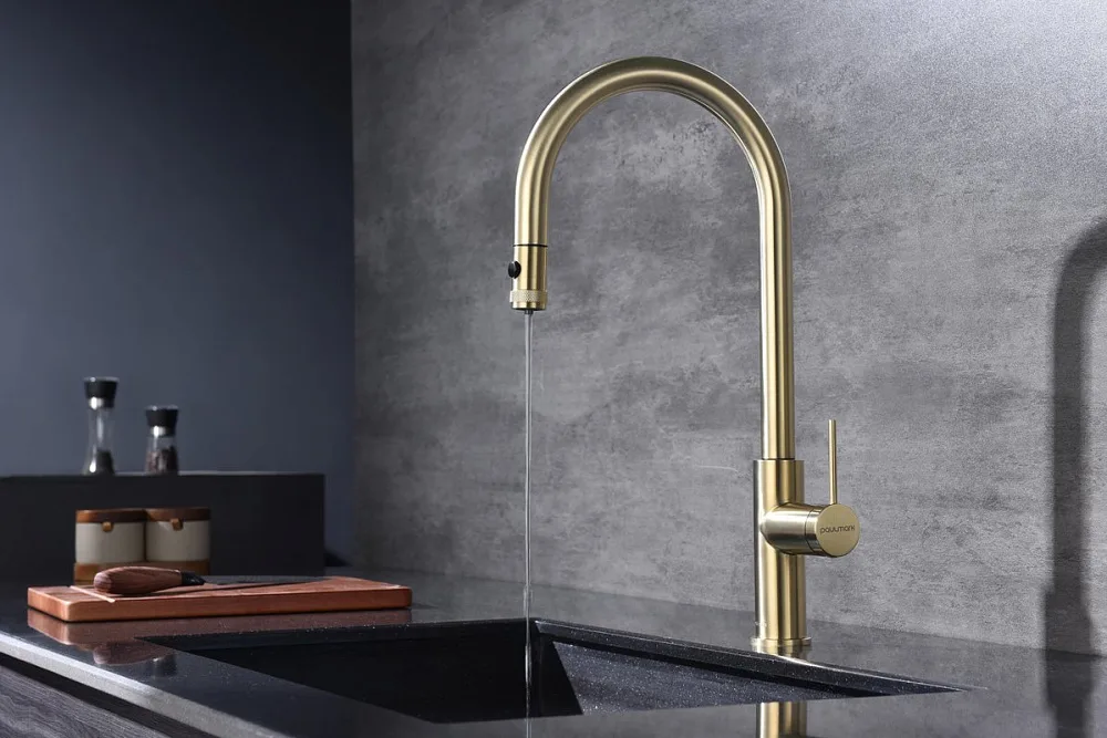 Смеситель для кухни Paulmark Galant Ga213077-SBG светлое брашированное золото Sancos — официальный сайт