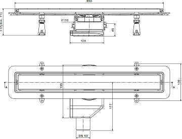 Душевой трап (лоток) Pestan Confluo Premium Line 550, белое стекло/сталь