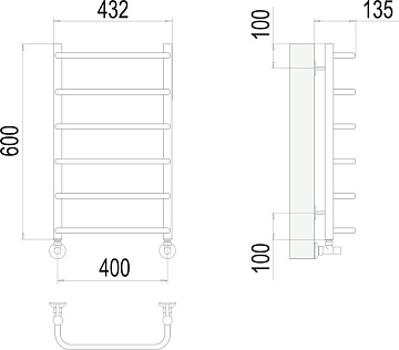 Полотенцесушитель водяной Terminus Стандарт П6, 400x600