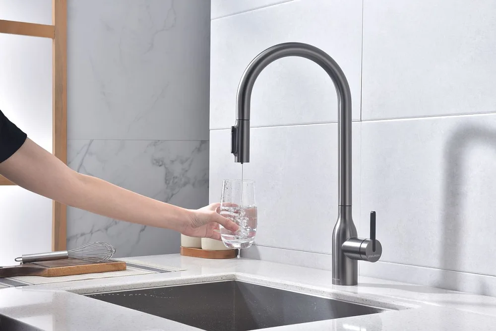 Смеситель для кухни Paulmark Universal Un213880-GM вороненая сталь Sancos — официальный сайт