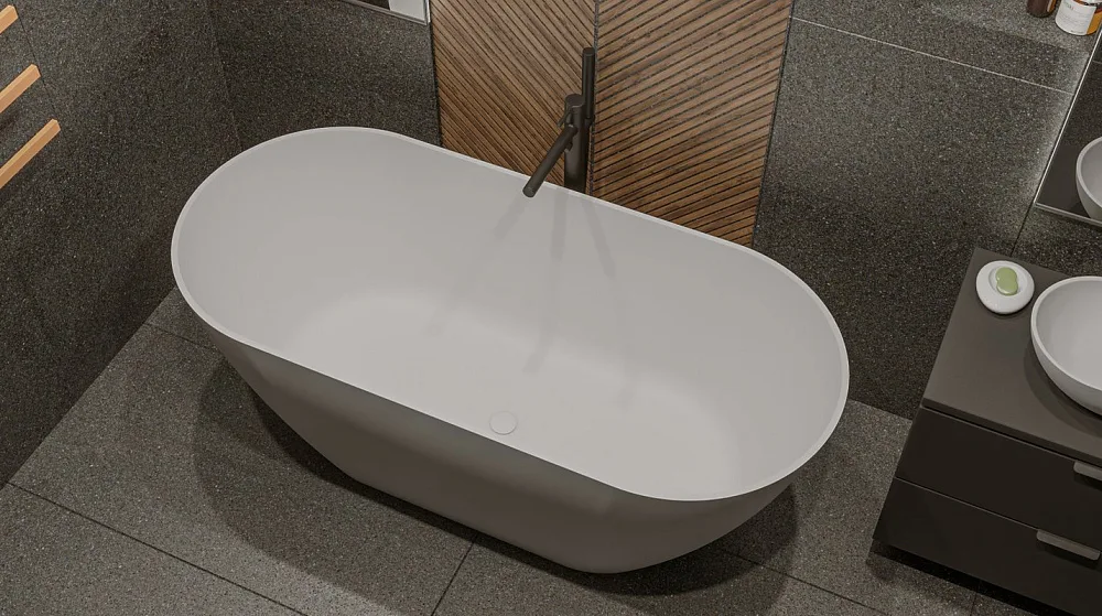 Ванна из искусственного камня WHITECROSS Coral A 165x75 см, отдельностоящая, матовая белая, овальная Sancos — официальный сайт