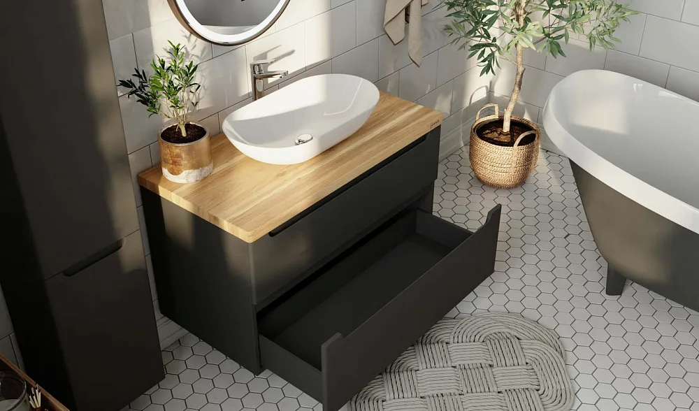 Тумба под раковину без столешницы Jorno Wood 100, серая Sancos — официальный сайт