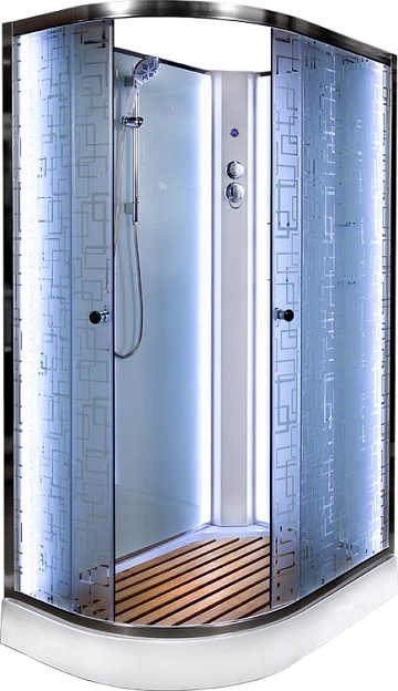 Душевая кабина DTO EM1512RN 120х80, LED, профиль хром, стекло матовое с узором