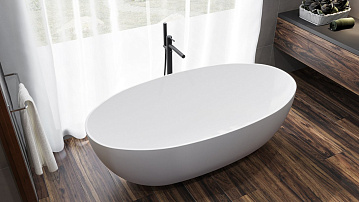 Ванна из искусственного камня WHITECROSS Diamond 170x85 см, отдельностоящая, матовая белая, овальная