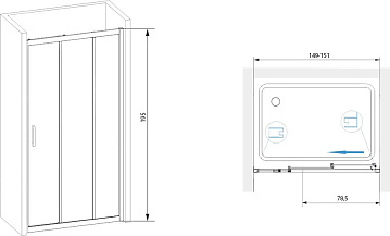 Душевой уголок RGW Passage PA-13+100 см (149-151)x100x195 профиль хром, стекло прозрачное