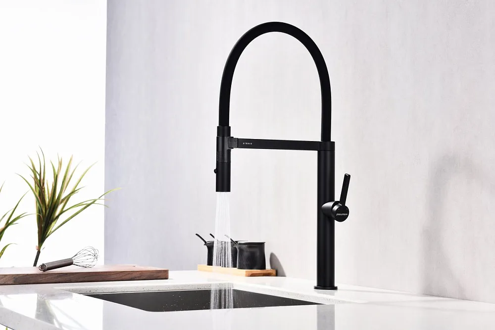Смеситель для кухни Paulmark LeaderLe214101-AN, антрацит, с гибким изливом Sancos — официальный сайт