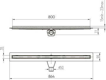 Душевой трап (лоток) Veconi Slim Line 800 хром матовый